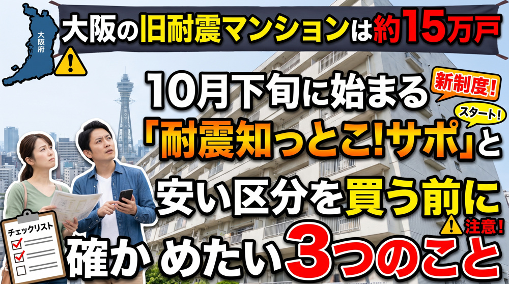 旧耐震15万戸の大阪、10月下旬に耐震診断の新制度の画像