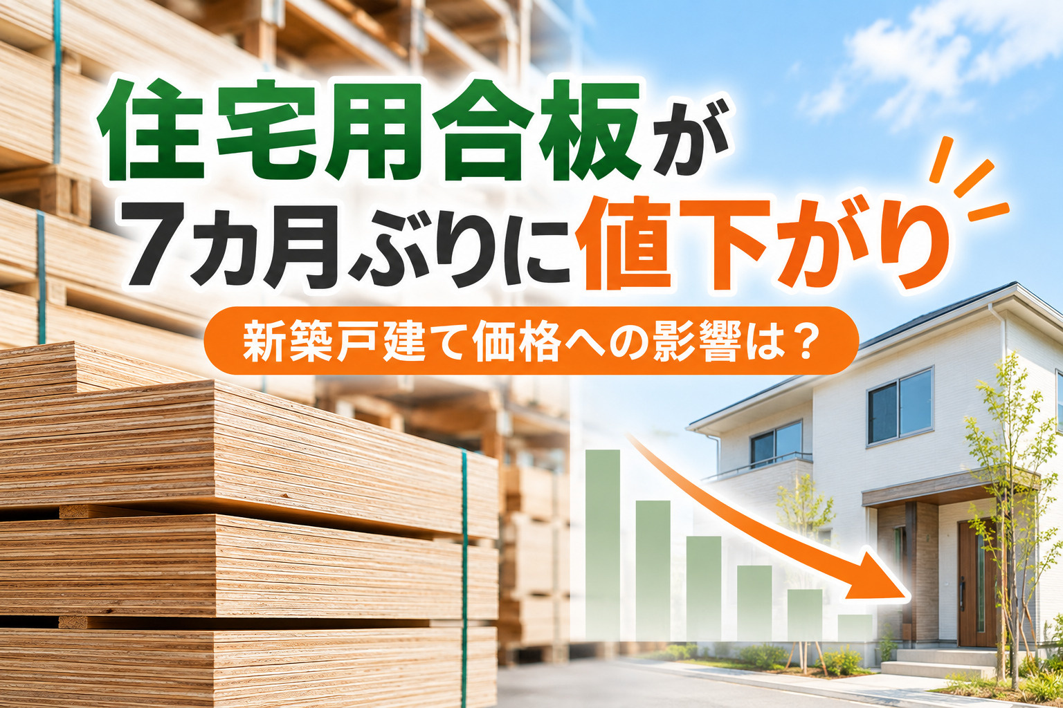住宅用合板が7カ月ぶりに値下がり|新築戸建ての価格も安くなる?の画像