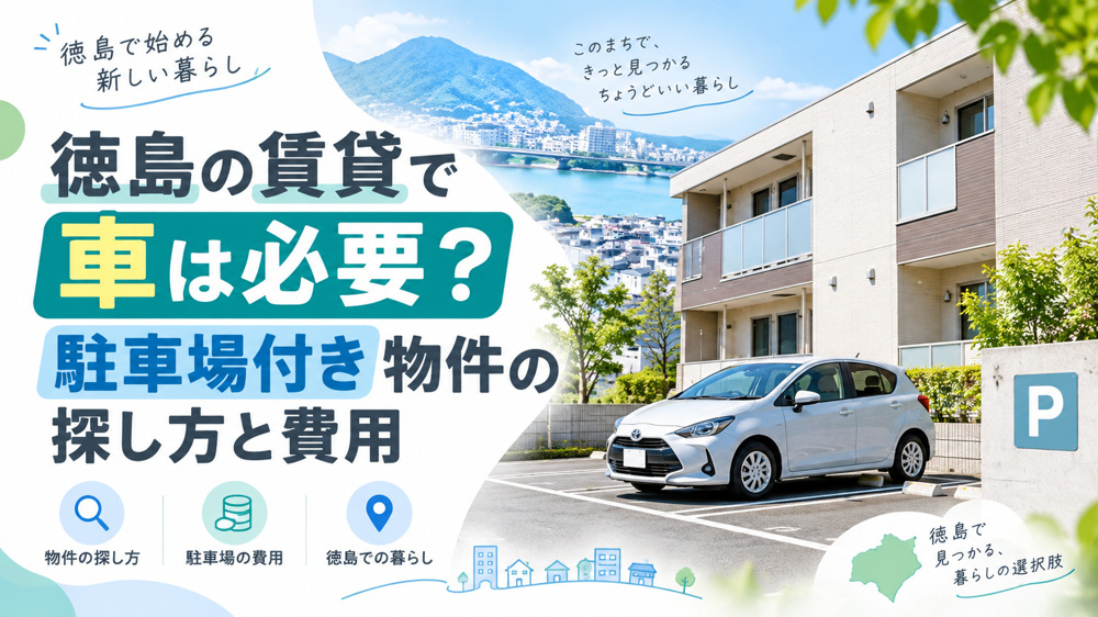 徳島の賃貸で車は必要？駐車場付き物件の探し方と費用の画像