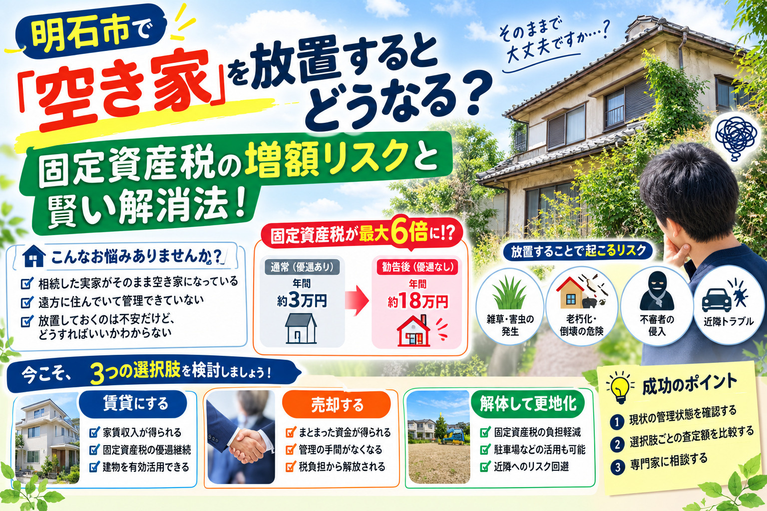 明石市で「空き家」を放置するとどうなる? 固定資産税の増額リスクと賢い解消法!の画像