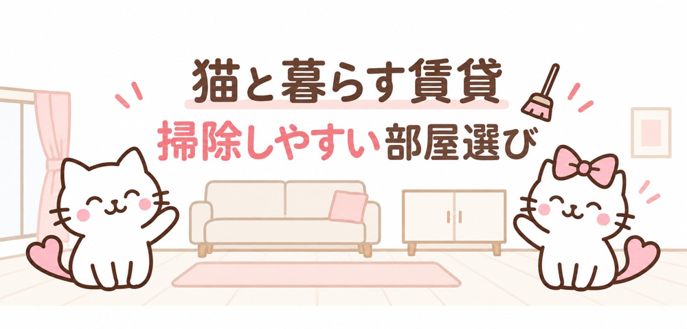 猫と暮らす賃貸の掃除しやすい部屋選び｜抜け毛・猫砂の片付けと内見チェックの画像