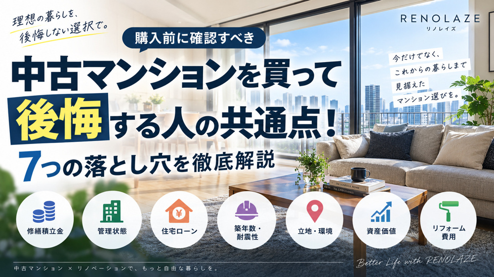 中古マンション購入で後悔する7つの落とし穴｜購入前のチェックポイントの画像