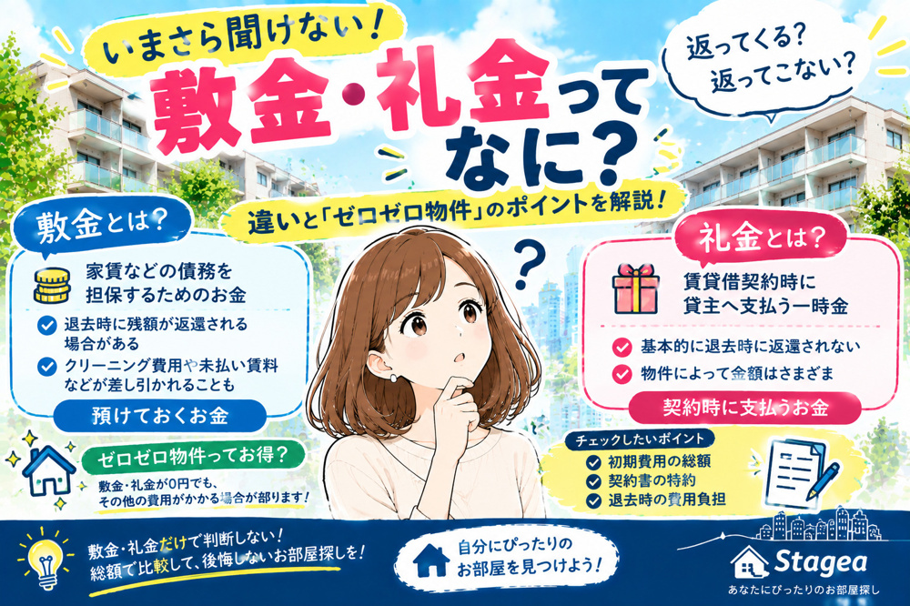 【賃貸】いまさら聞けない！敷金・礼金ってなに？違いと「ゼロゼロ物件」のポイントを解説！の画像