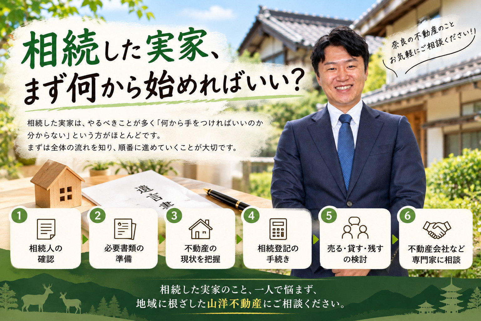 奈良市で実家を相続したら?最初にやるべきことと売却までの流れ|山洋不動産の画像