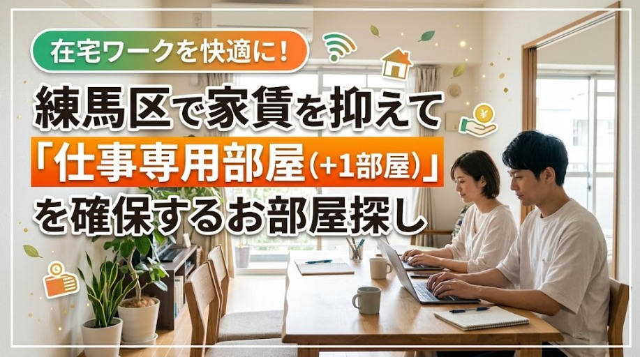 在宅ワークを快適に！練馬区で家賃を抑えて「仕事専用部屋（+1部屋）」を確保するお部屋探しの画像