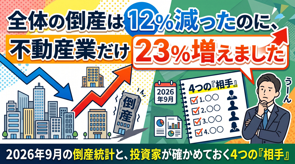 倒産は12%減、不動産業だけ23%増　投資家が見る4点の画像