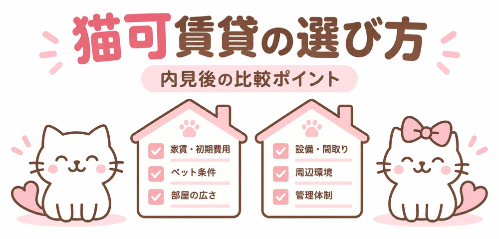 猫可賃貸の内見後、どう選ぶ？候補を比較する5つのチェックポイントの画像