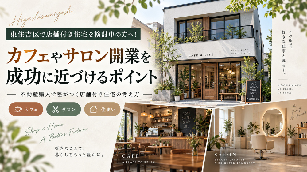 東住吉区で店舗付き住宅を検討中の方へ！不動産購入でカフェやサロン開業を成功に近づけるポイントの画像
