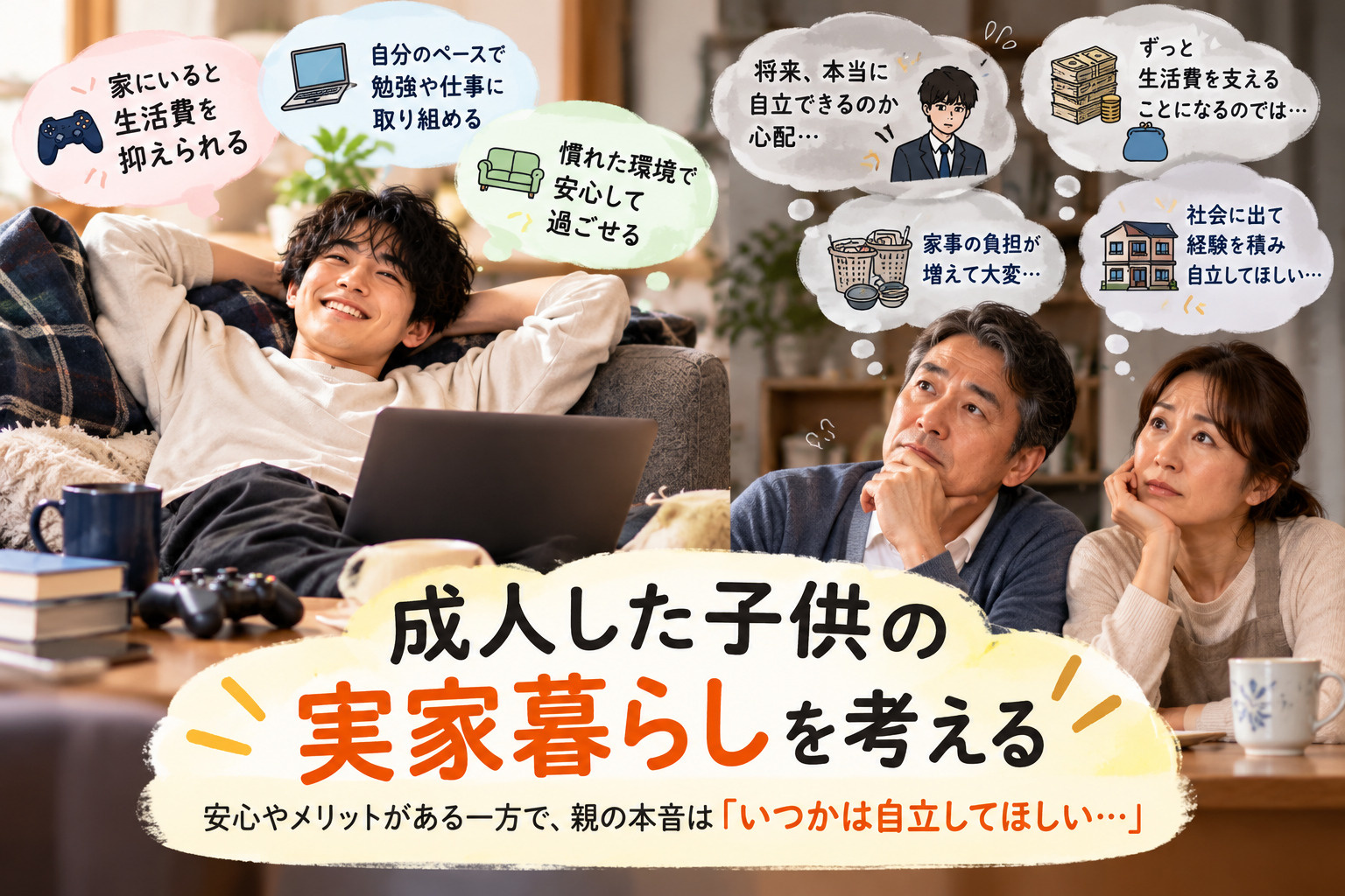 成人した子供が実家暮らしを続ける理由とは?親が今知っておきたい負担と向き合い方の画像
