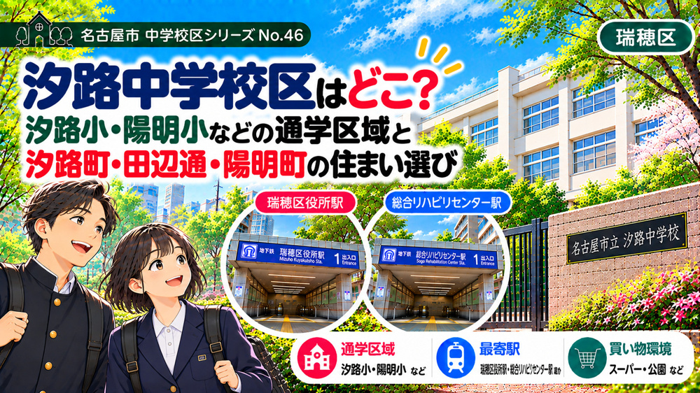 汐路中学校区の通学区域は？汐路小・陽明小の学区と瑞穂区役所・桜山周辺の暮らし【名古屋市瑞穂区】の画像