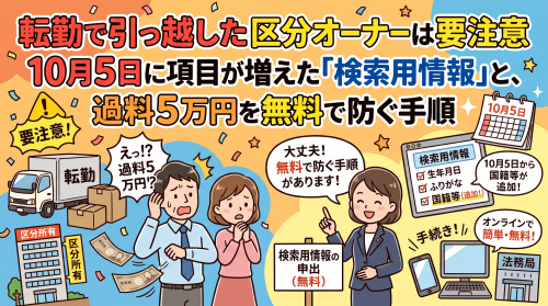転勤した区分オーナー注意 住所変更登記で最大5万円の過料の画像