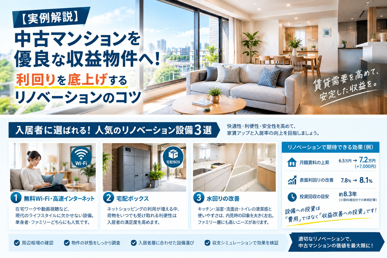 【実例解説】中古マンションを優良な収益物件へ!利回りを底上げするリノベーションのコツの画像