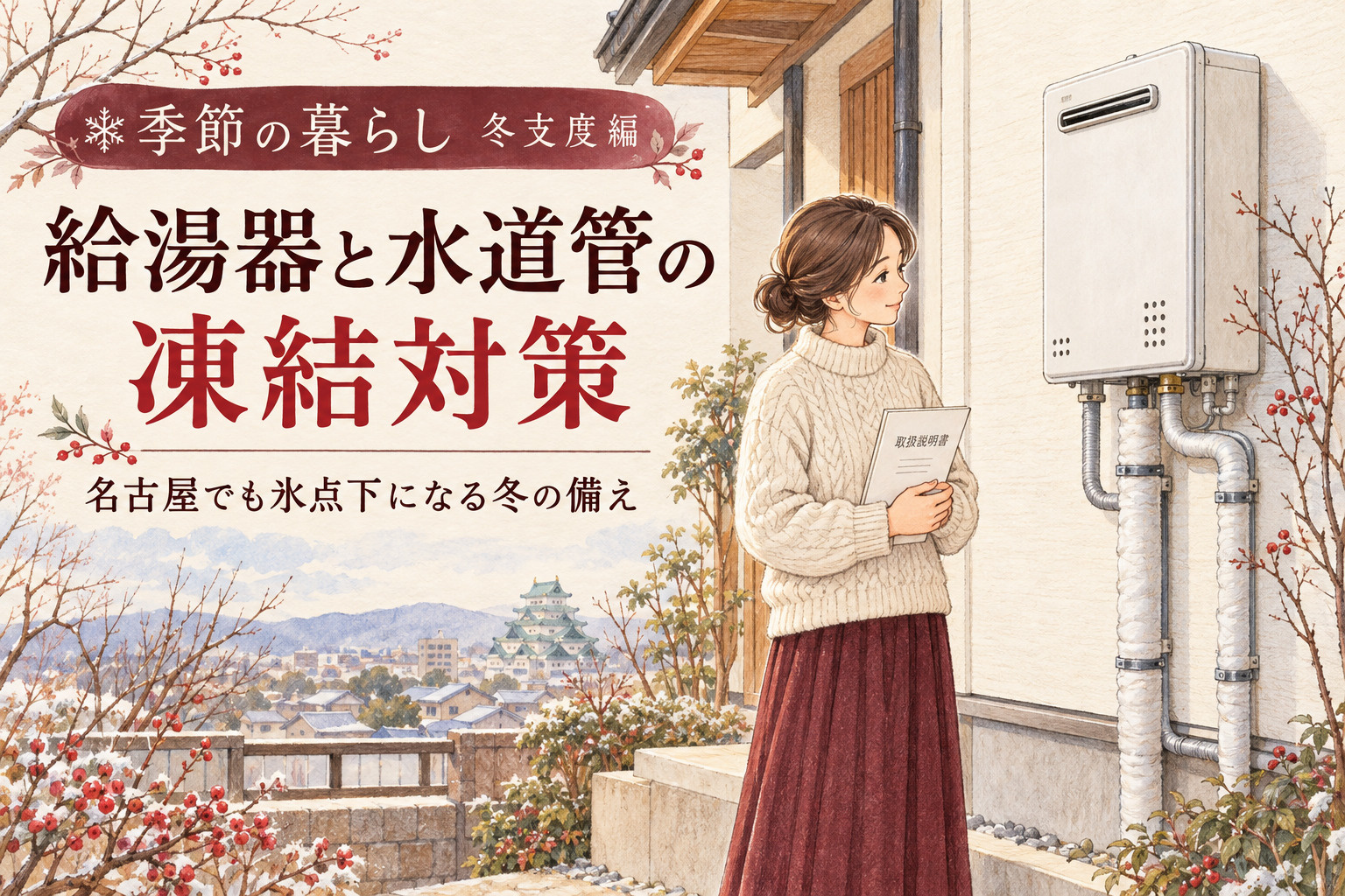 給湯器と水道管の凍結対策　名古屋でも氷点下になる冬の備えの画像