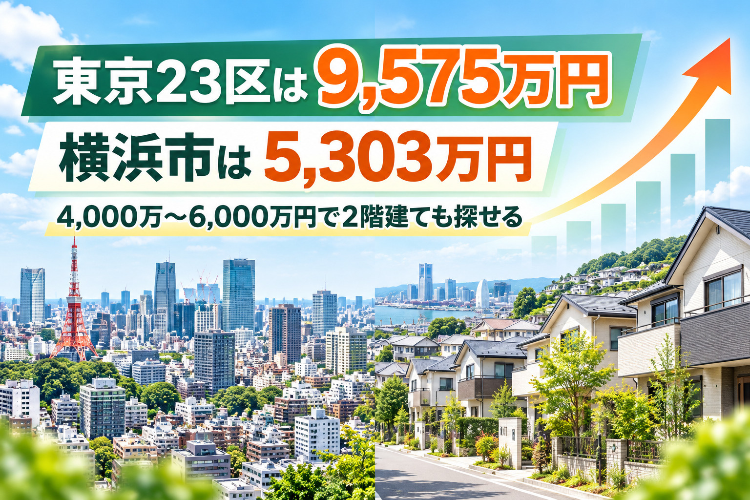東京23区の新築戸建てが9,000万円台に!横浜市は5,303万円【2026年9月】の画像