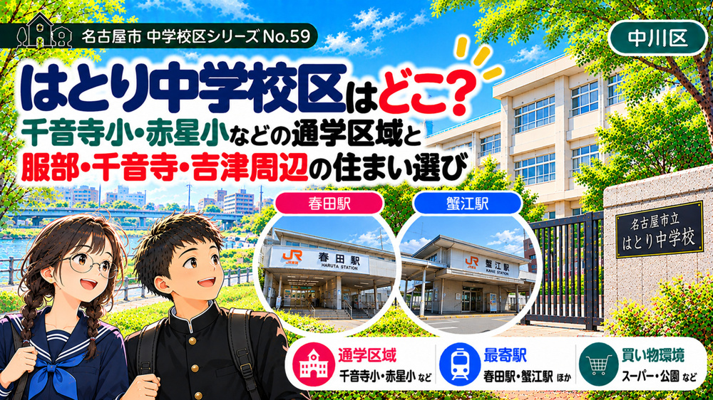 はとり中学校区の通学区域は？千音寺小・万場小・赤星小の学区と周辺の暮らし【名古屋市中川区】の画像