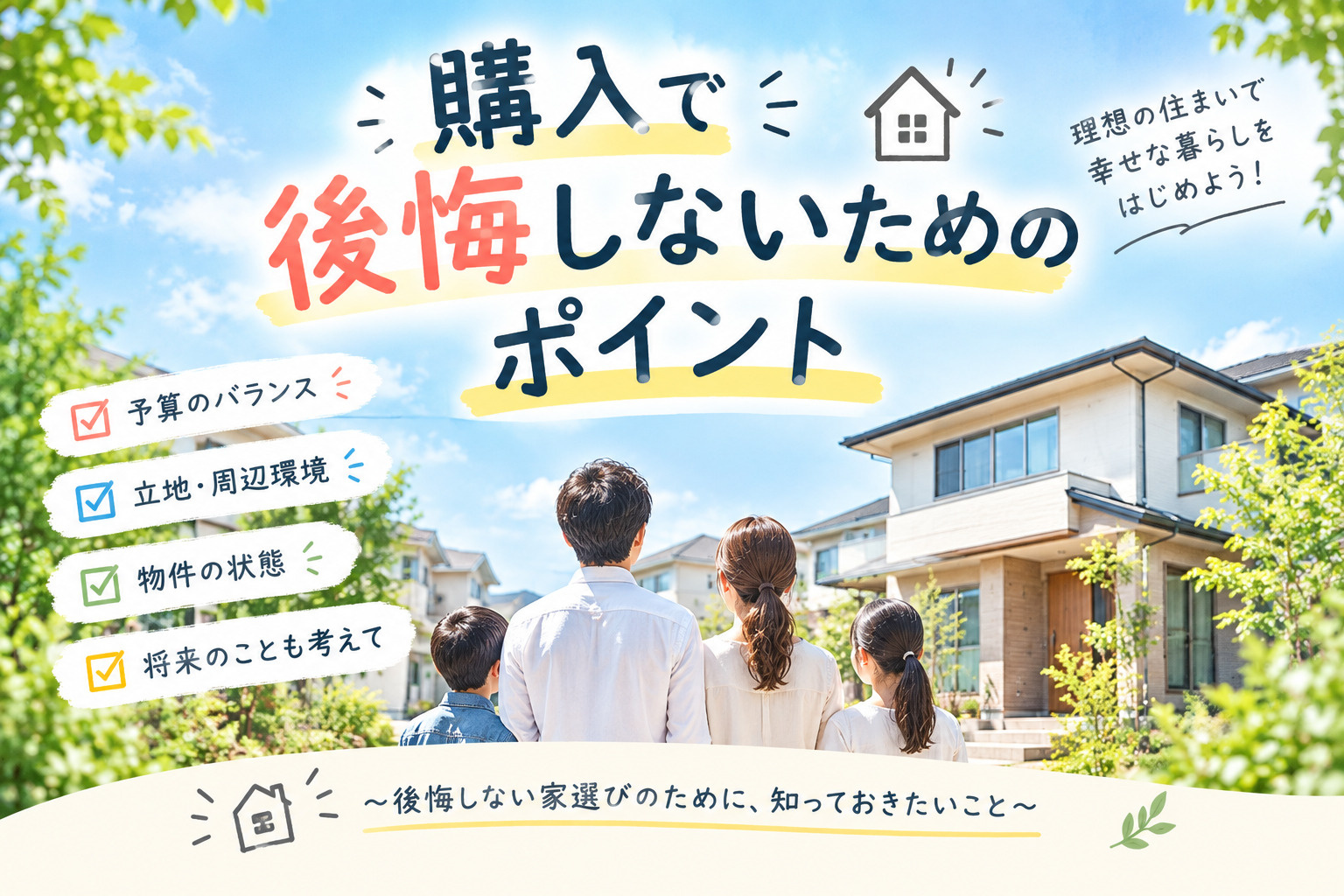 マイホーム購入で後悔しないためのポイントの画像