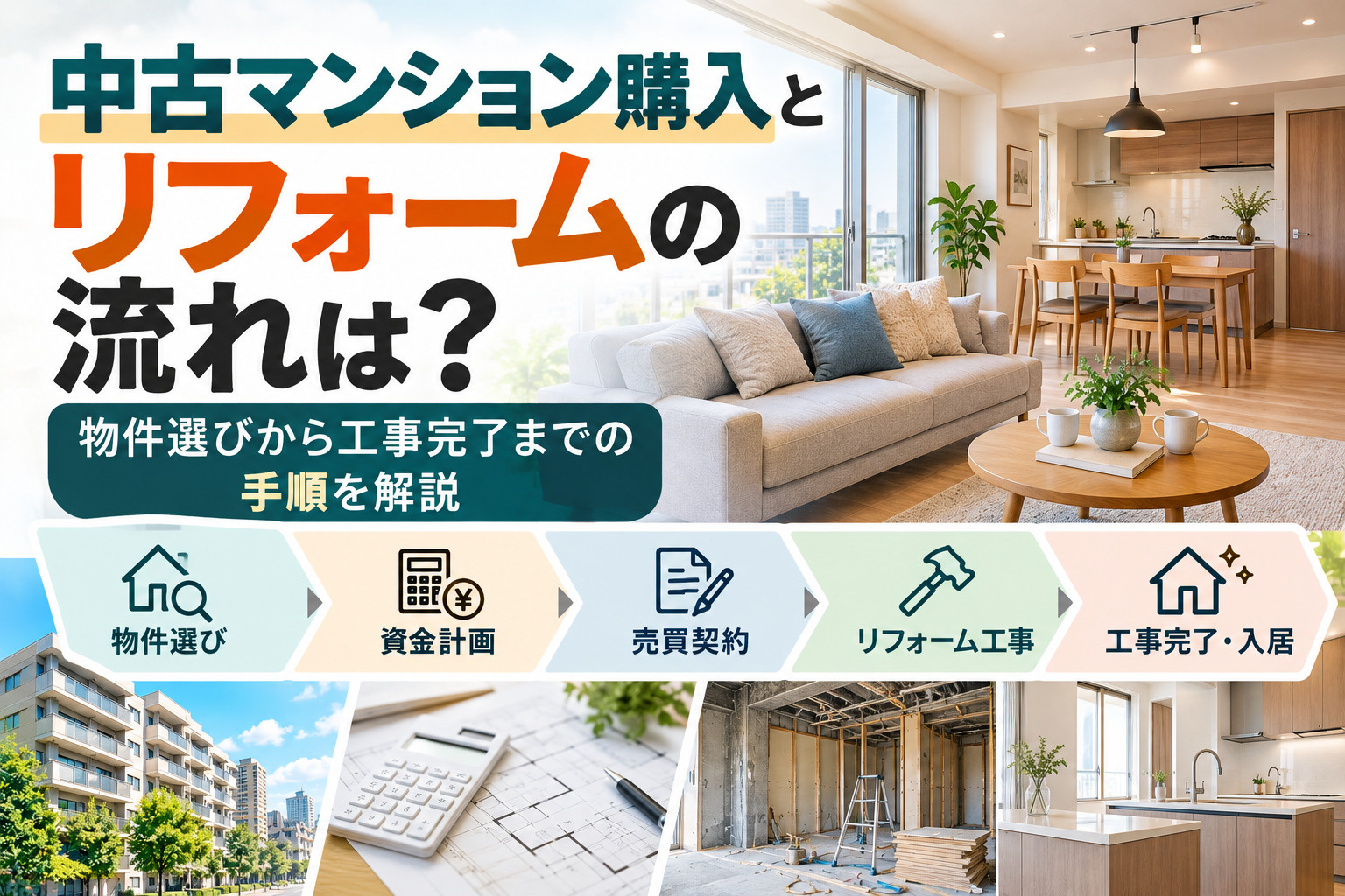 中古マンション購入とリフォームの流れは？物件選びから工事完了までの手順を解説の画像