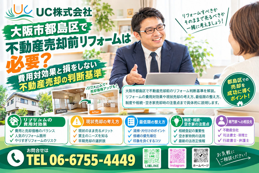 大阪市都島区で不動産売却前リフォームは必要？費用対効果と損をしない不動産売却の判断基準の画像