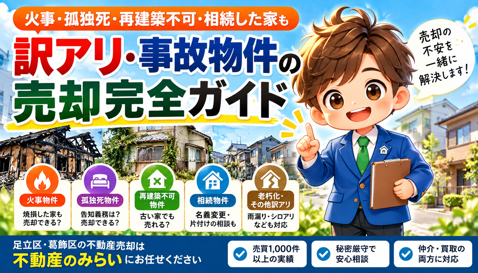 訳アリ・事故物件の売却完全ガイド｜火事・孤独死・再建築不可・相続した家は売れる？【足立区・葛飾区】の画像