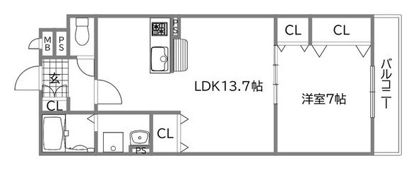 カサノストルム流町2NEW HOPE301 間取り図