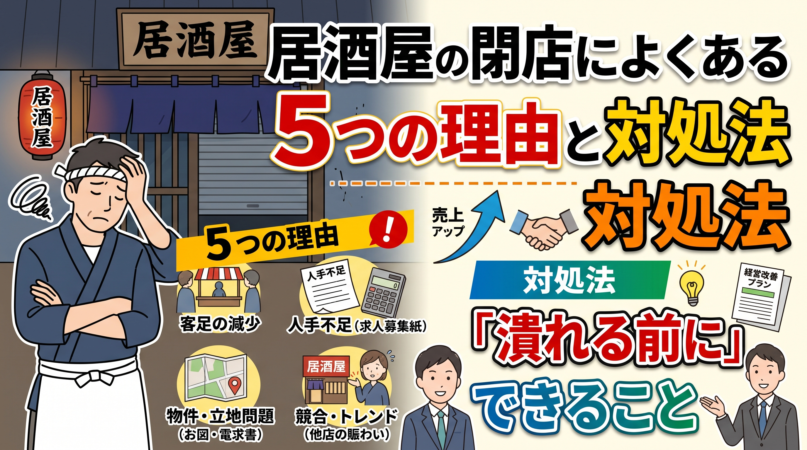 居酒屋の閉店に多い5つの理由|「潰れる前に」できることの画像