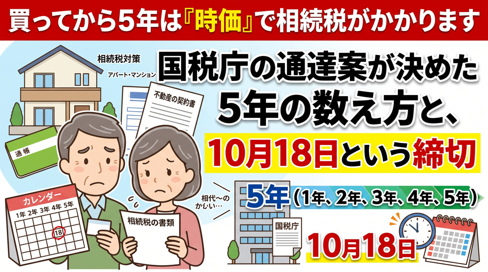5年以内に買った賃貸物件、相続税は時価評価へ！通達案の画像