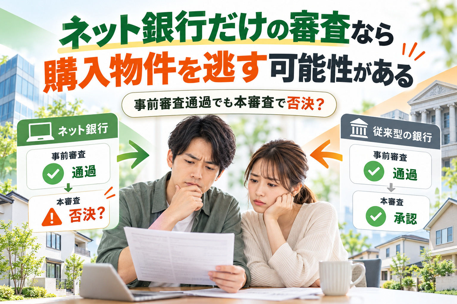 ネット銀行だけの審査なら購入物件を逃す可能性があるの画像