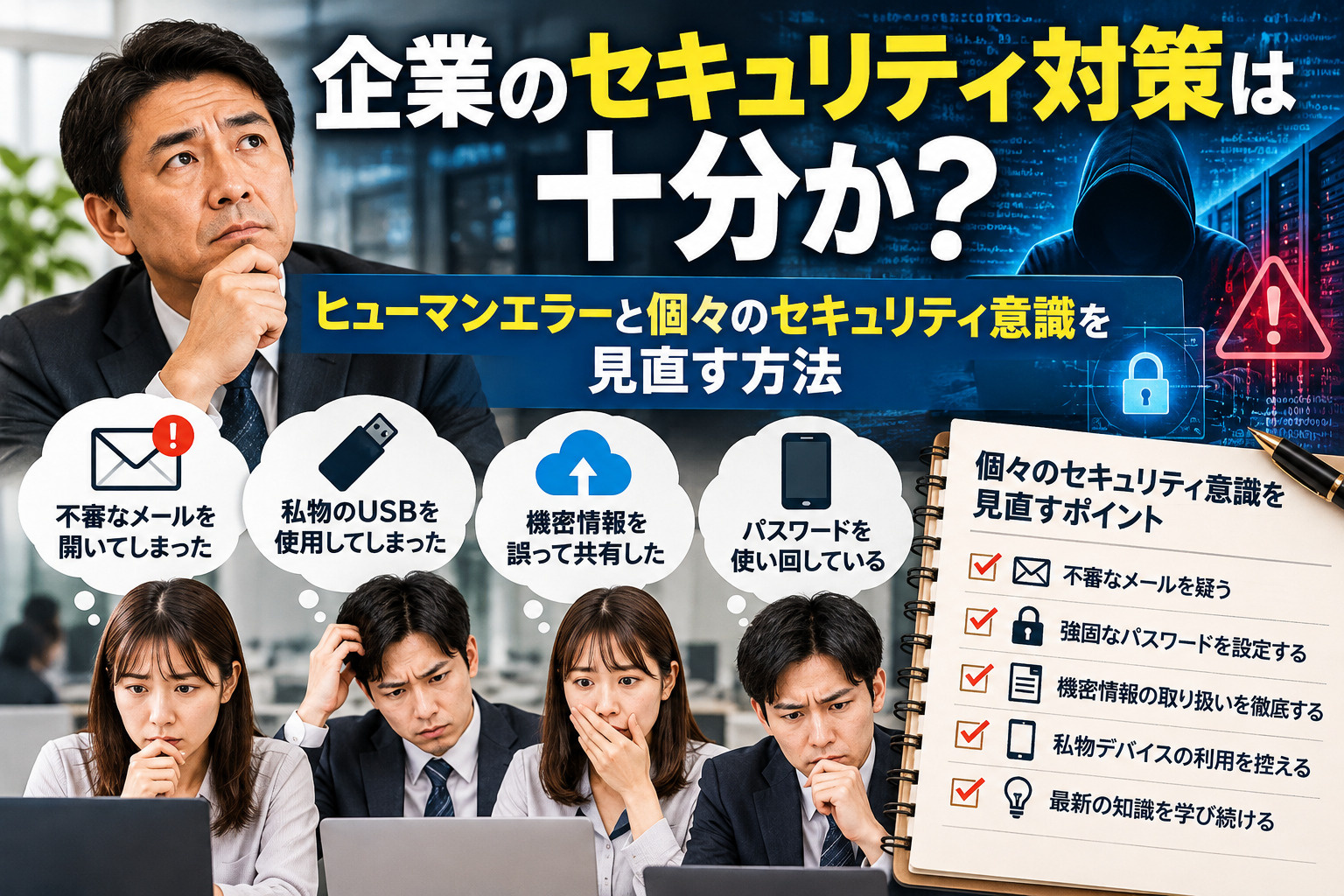 企業のセキュリティ対策は十分か?ヒューマンエラーと個々のセキュリティ意識を見直す方法の画像