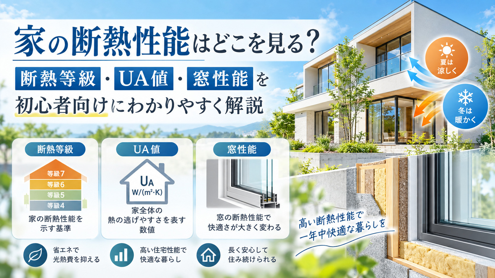家の断熱性能はどこを見る?断熱等級・UA値・窓性能を初心者向けにわかりやすく解説の画像