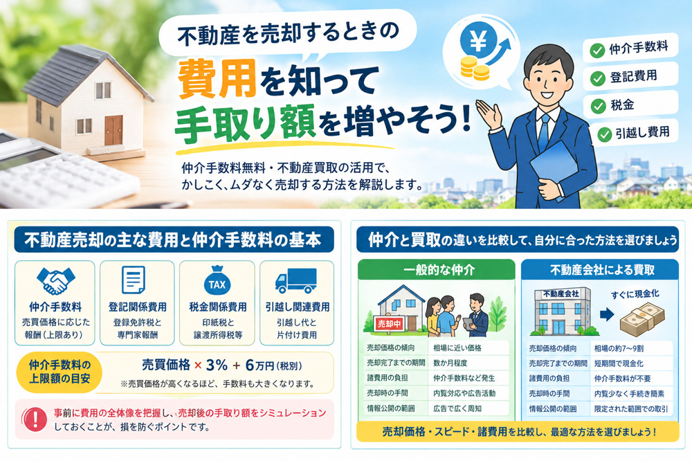 不動産売却の仲介手数料を無料にする方法は？買取を活用して守口寝屋川で諸費用を抑えるコツの画像