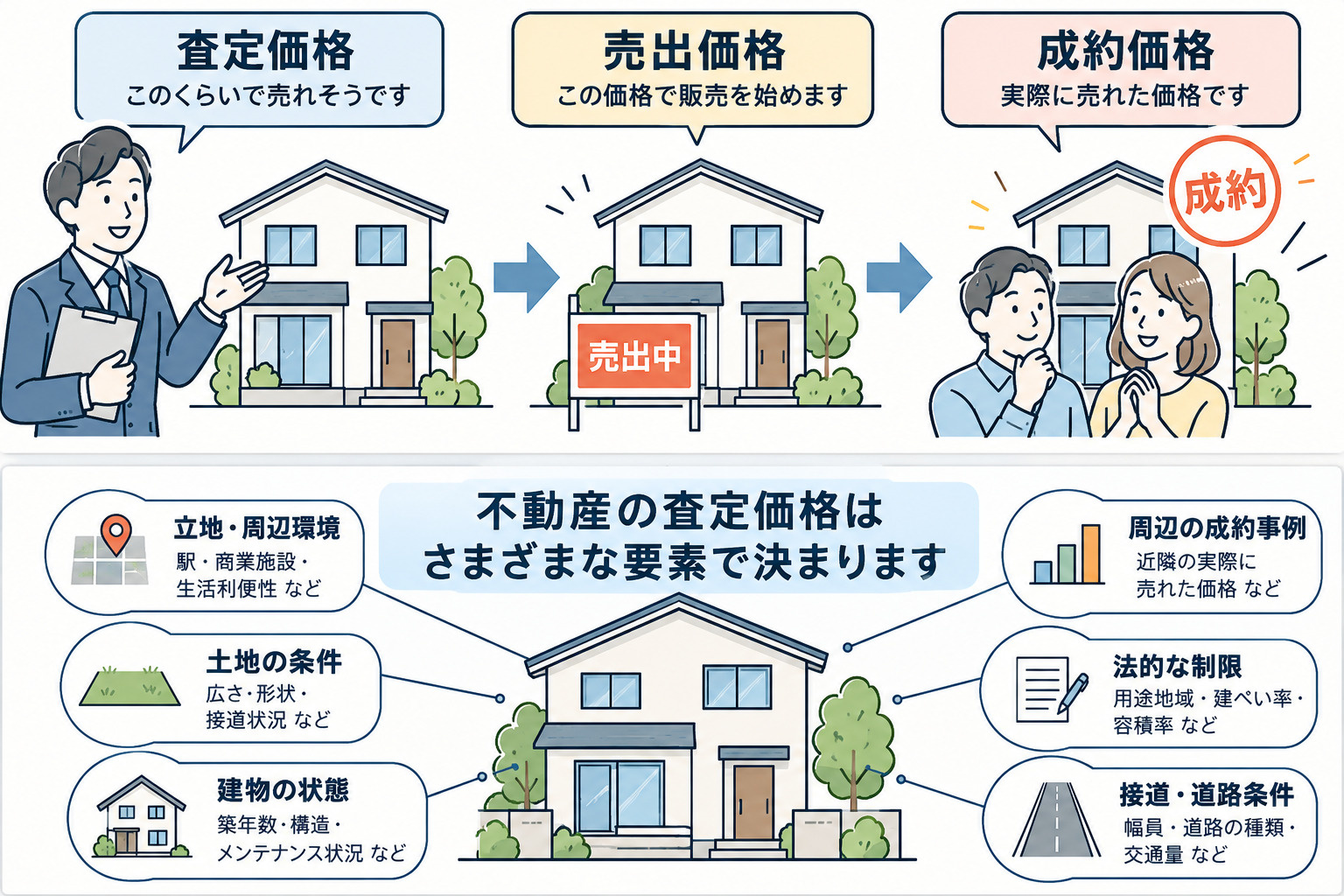 不動産の査定価格・売出価格・成約価格の違いと査定のポイント