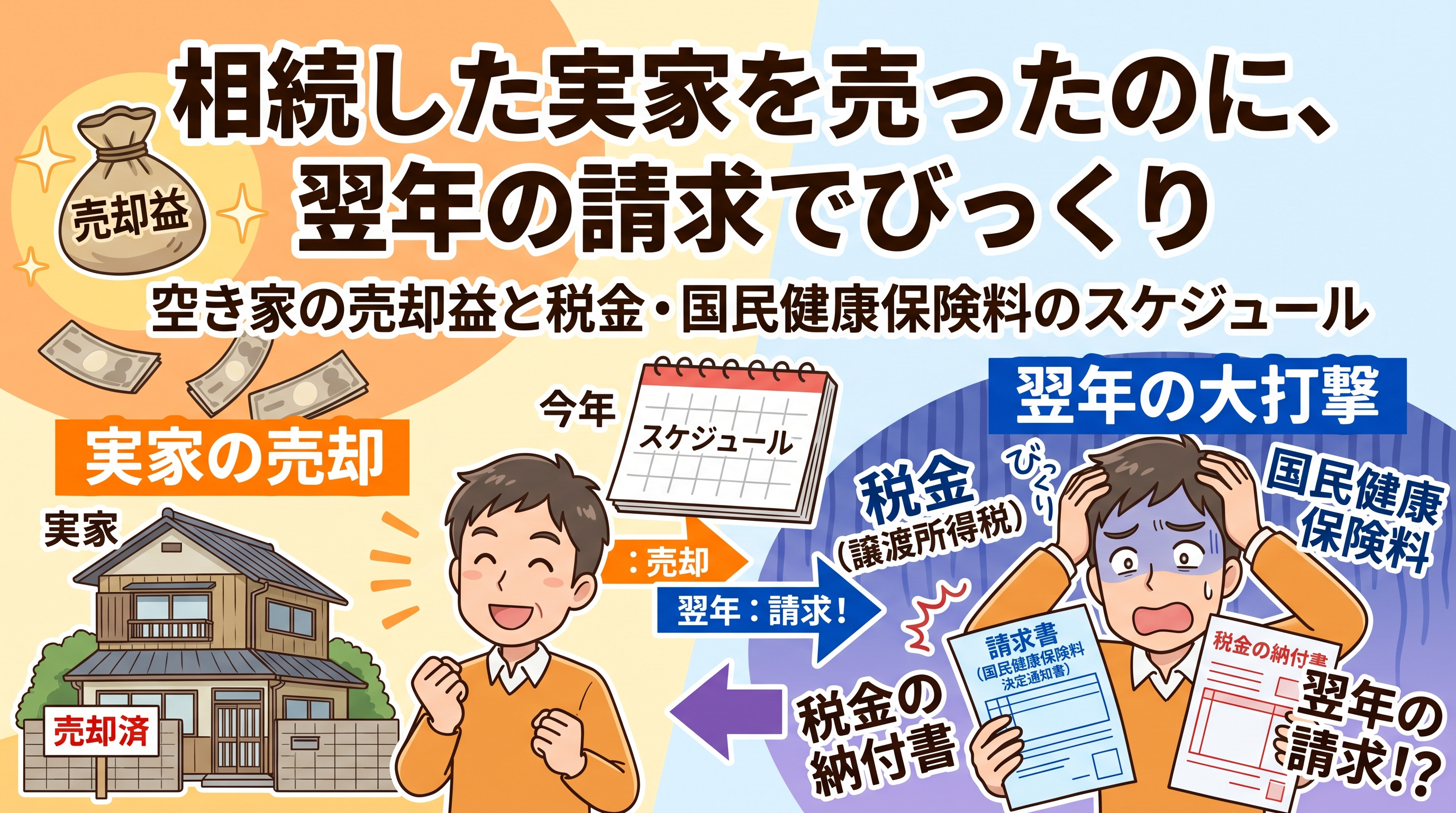 「相続した実家を売った翌年」税金と国保料の落とし穴の画像
