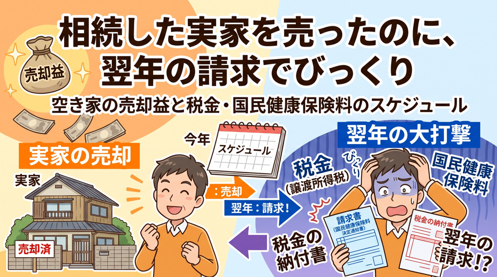 「相続した実家を売った翌年」税金と国保料の落とし穴の画像