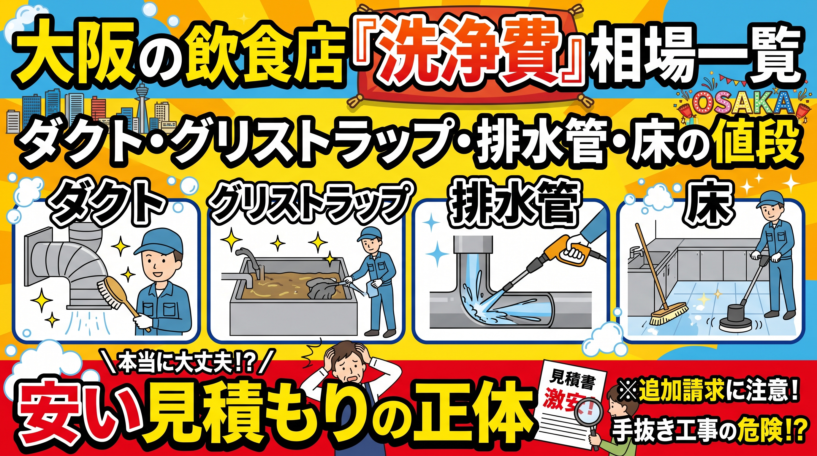 飲食店の洗浄費|大阪の相場と安い見積もりの正体の画像