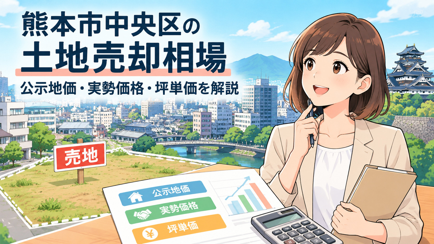 熊本市中央区の土地売却相場｜公示地価・実勢価格・坪単価を解説の画像