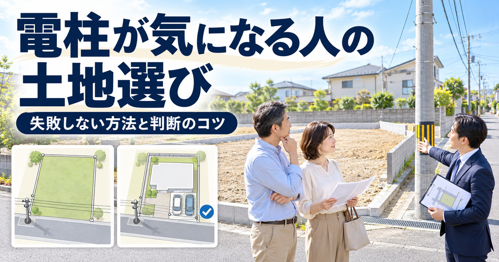電柱が気になる人必見の土地選び!失敗しない方法と判断のコツの画像