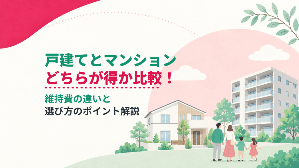 戸建てとマンションどちらが得か比較！維持費の違いと選び方のポイント解説の画像