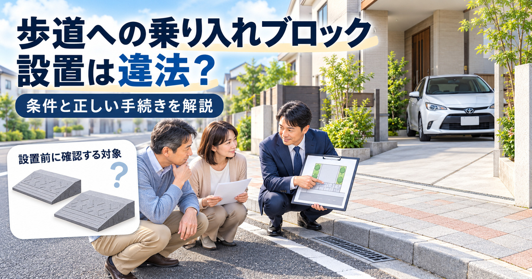 歩道への乗り入れブロック設置は違法?条件と正しい手続きを解説の画像