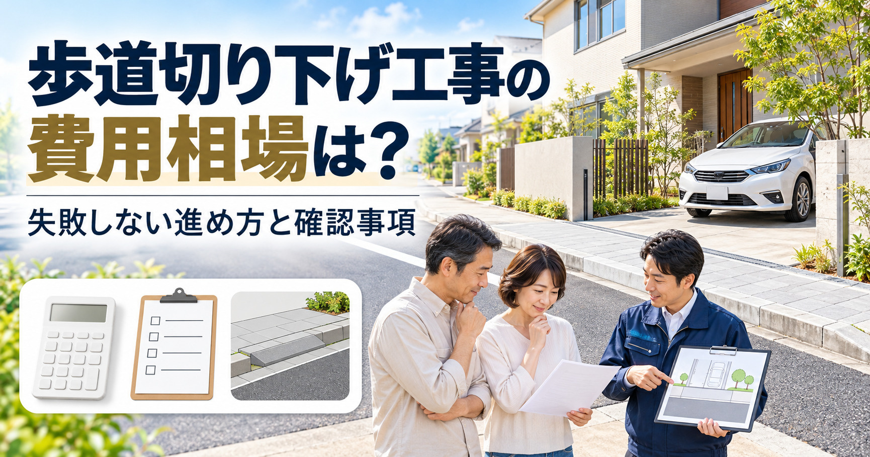 歩道切り下げ工事の費用相場は?失敗しない進め方と確認事項の画像