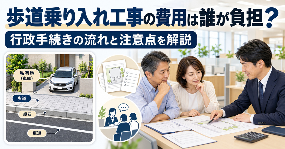 歩道乗り入れ工事の費用は誰が負担者？行政手続きの流れと注意点を解説の画像