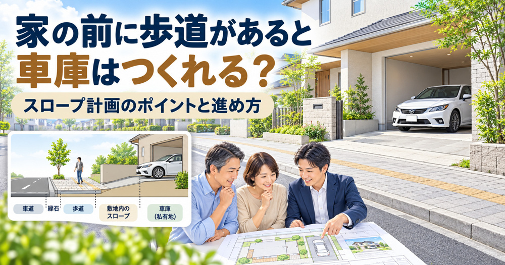 家の前に歩道があると車庫はつくれる？スロープ計画のポイントと失敗しない進め方の画像