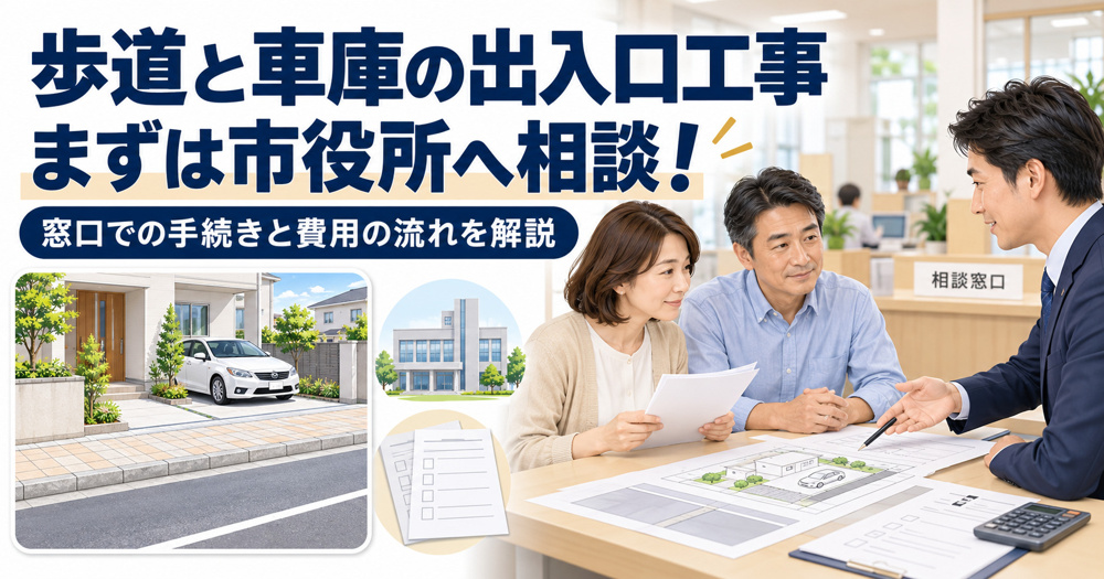 歩道と車庫の出入口工事は市役所へ相談を！窓口での手続きや費用の流れを解説の画像