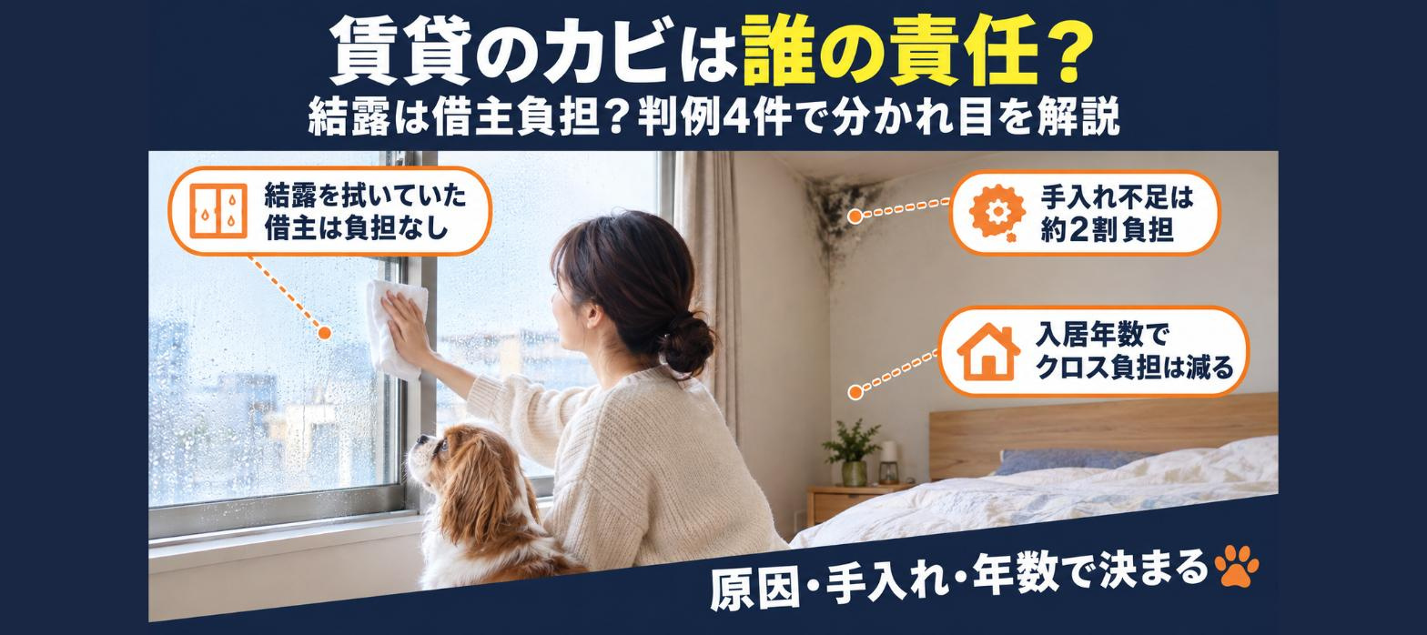 賃貸のカビは誰の責任？結露は借主負担？判例4件で見る「2割負担」「負担ゼロ」の分かれ目【完全版】の画像