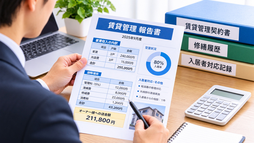 賃貸管理会社の報告書はどこを見る？家賃送金明細・滞納・修繕費・空室状況をオーナー向けに解説の画像