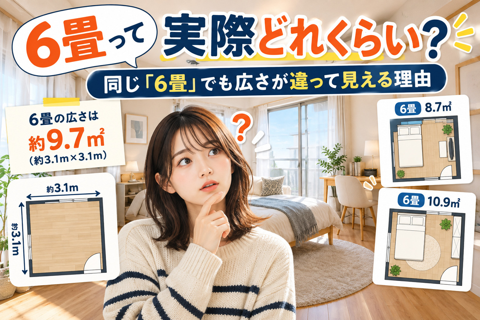 6畳って実際どれくらい？｜同じ「6畳」でも広さが違って見える理由の画像