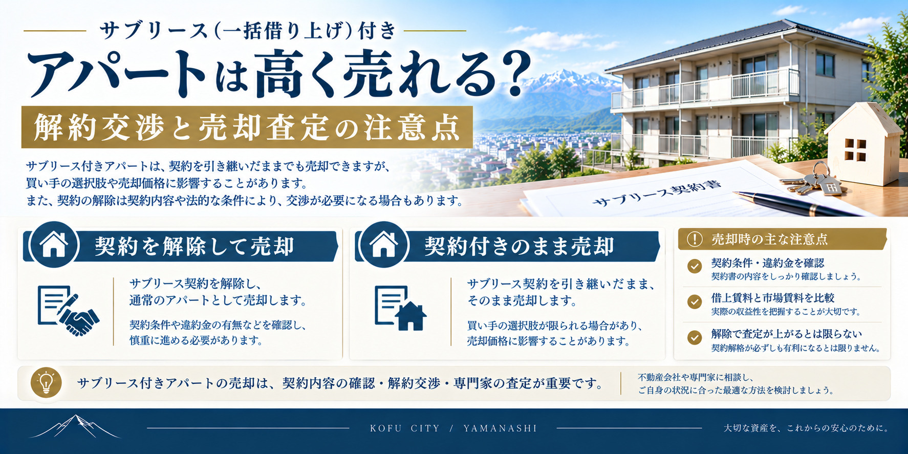 サブリース(一括借り上げ)付きアパートは高く売れる?解約交渉と売却査定の注意点の画像