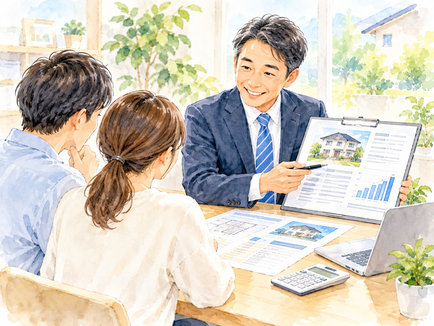 太田市の不動産売却について査定価格や販売計画を丁寧に説明するイメージ