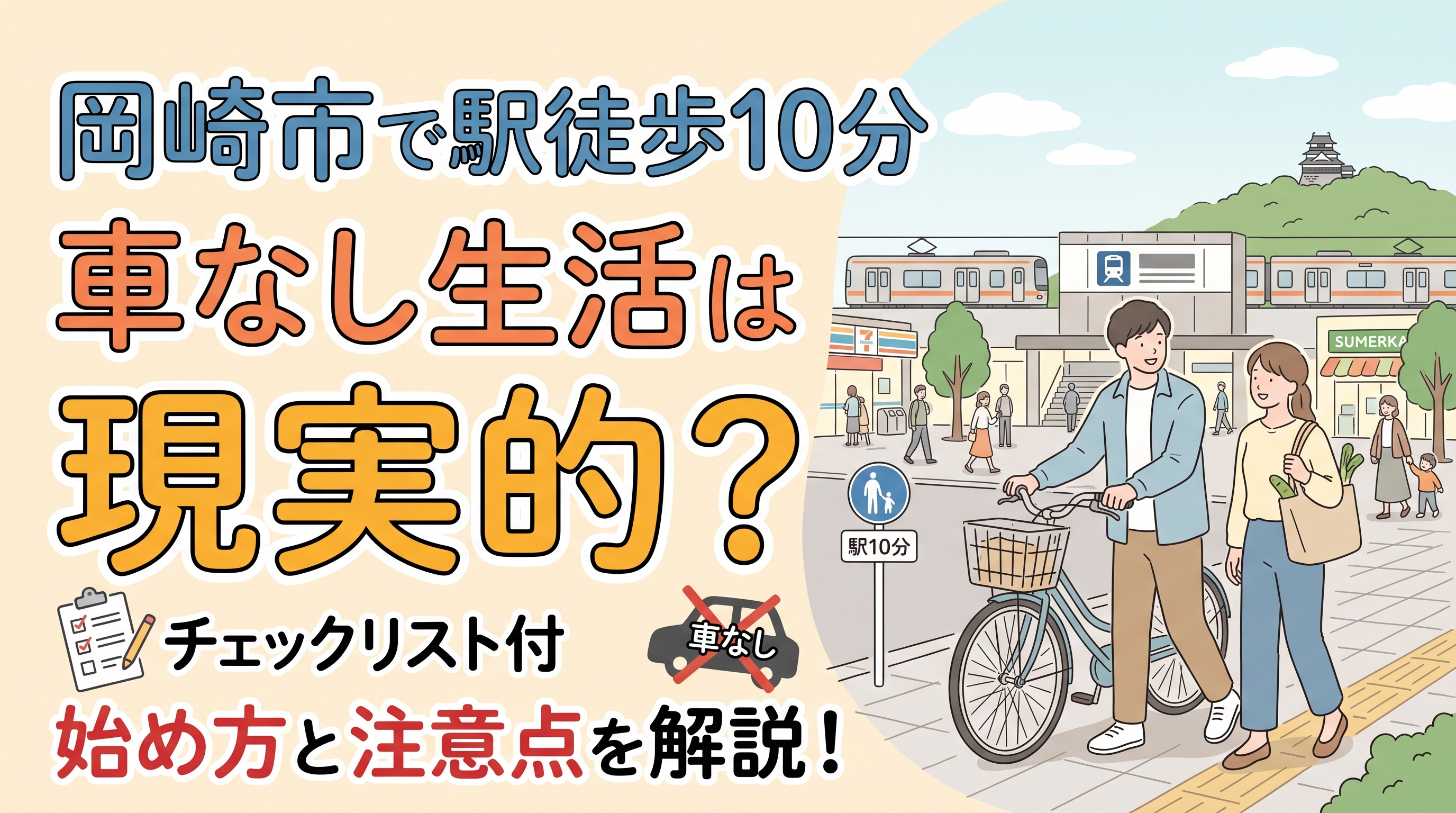 岡崎市で駅徒歩10分の暮らしは現実的?車なし生活の始め方と注意点を解説の画像