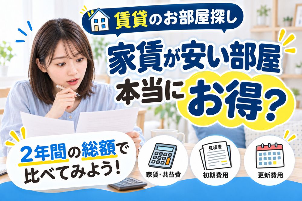 家賃が安い部屋が本当にお得？｜賃貸を「2年間の総額」で比較する方法の画像