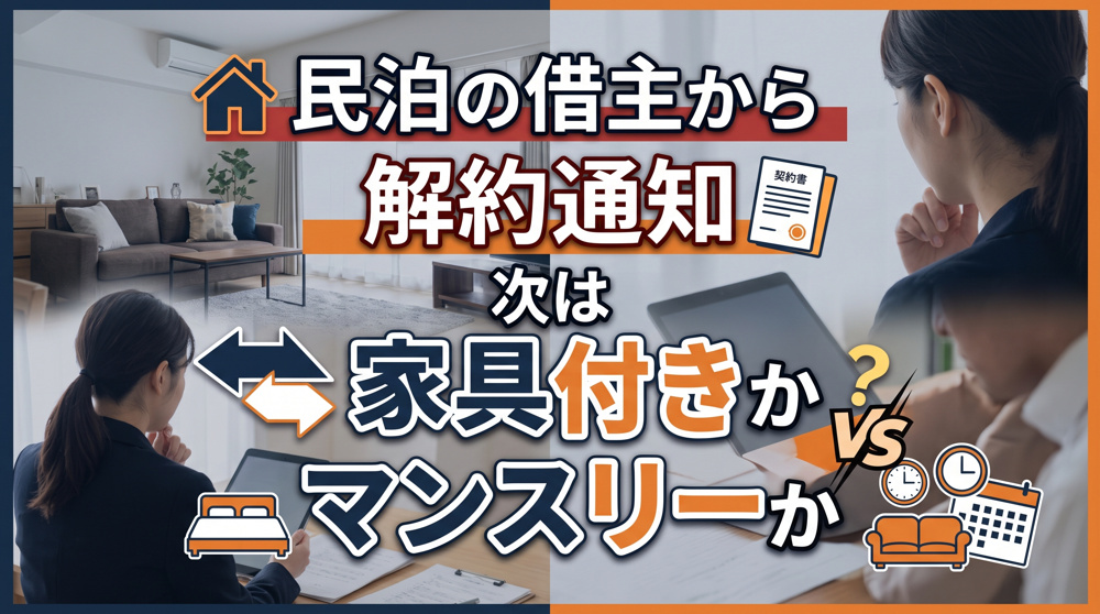 民泊の借主から解約通知｜次は家具付きかマンスリーかの画像